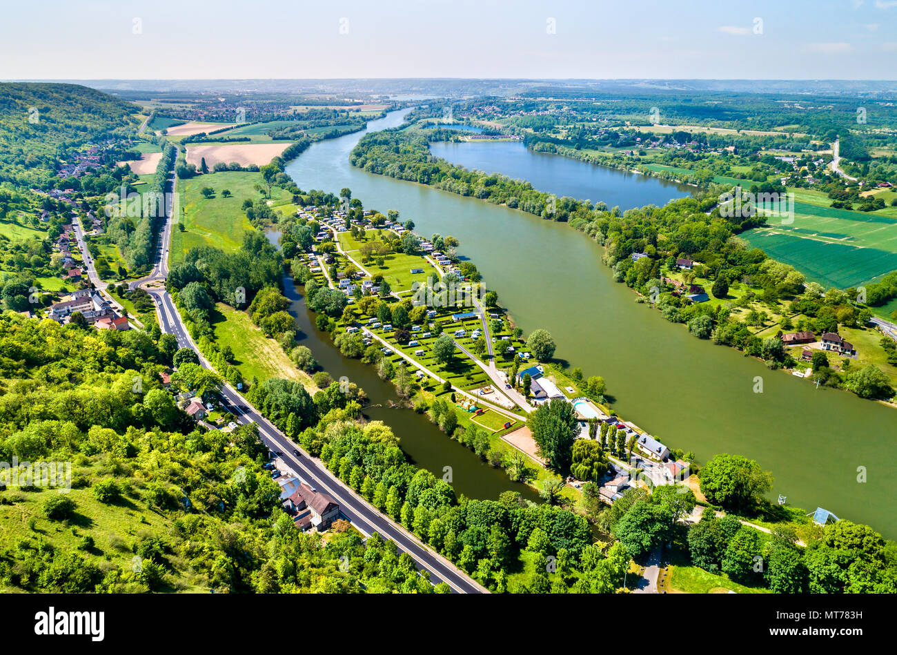 Vue de la Seine à Château-Gaillard en Normandie, France Banque D'Images