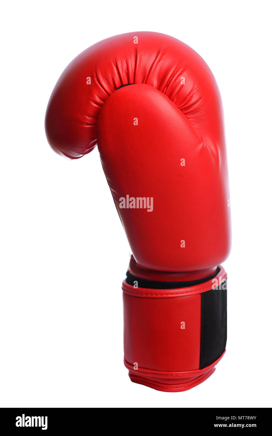 Un boxe mitaines rouge sur un fond blanc Photo Stock - Alamy