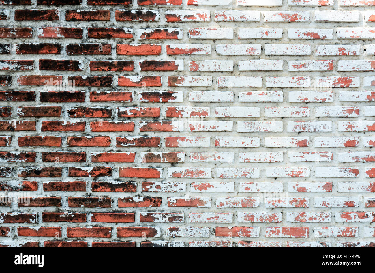 Vieux Mur de brique vide texture background with copy space. Plâtre Peeling texture. Vintage mur arrière-plan. Résumé pour bandeau web. Banque D'Images