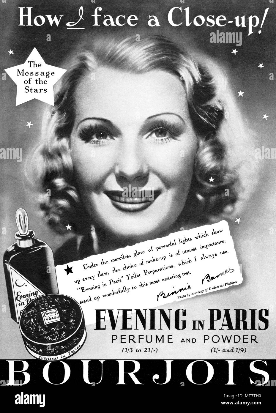 1939 La Publicité Pour Parfum Bourjois Soir De Paris Et De Poudre