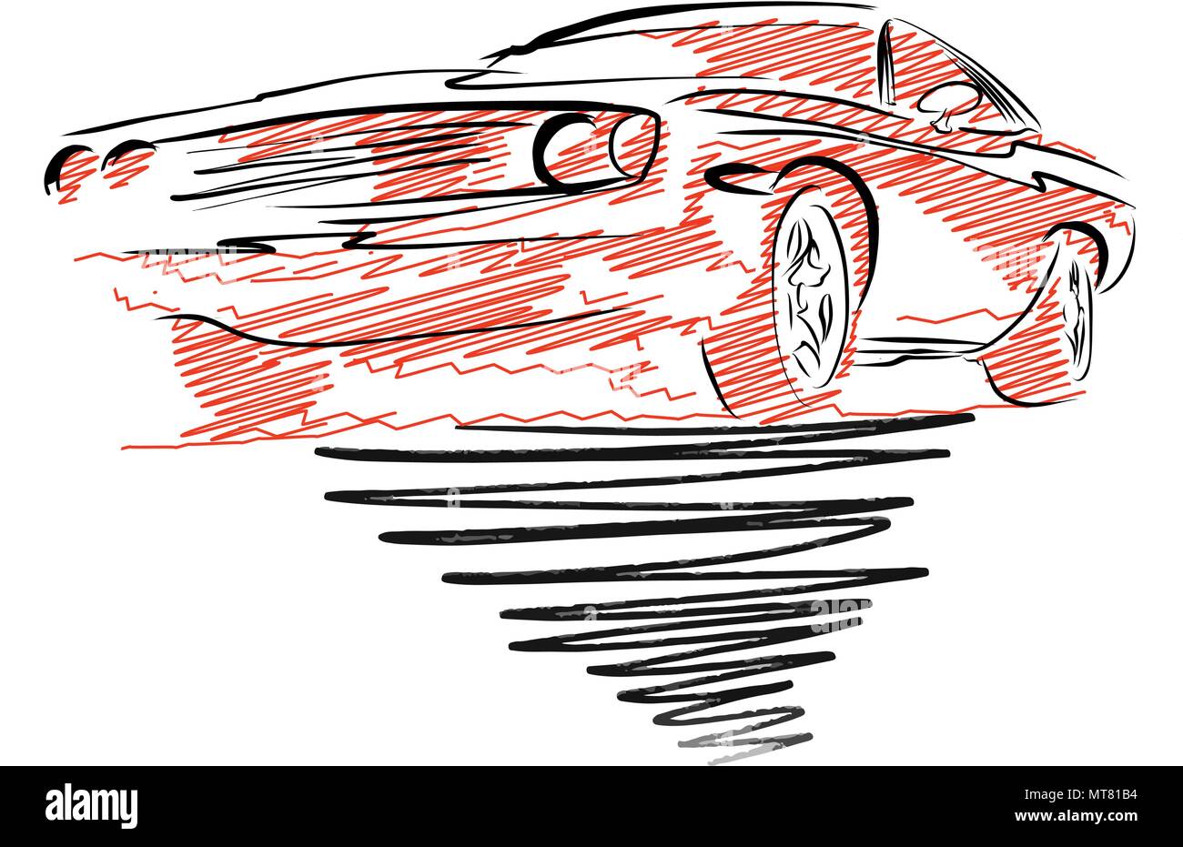 Vintage muscle car le dessin. Hand drawn vector illustration. Illustration de Vecteur