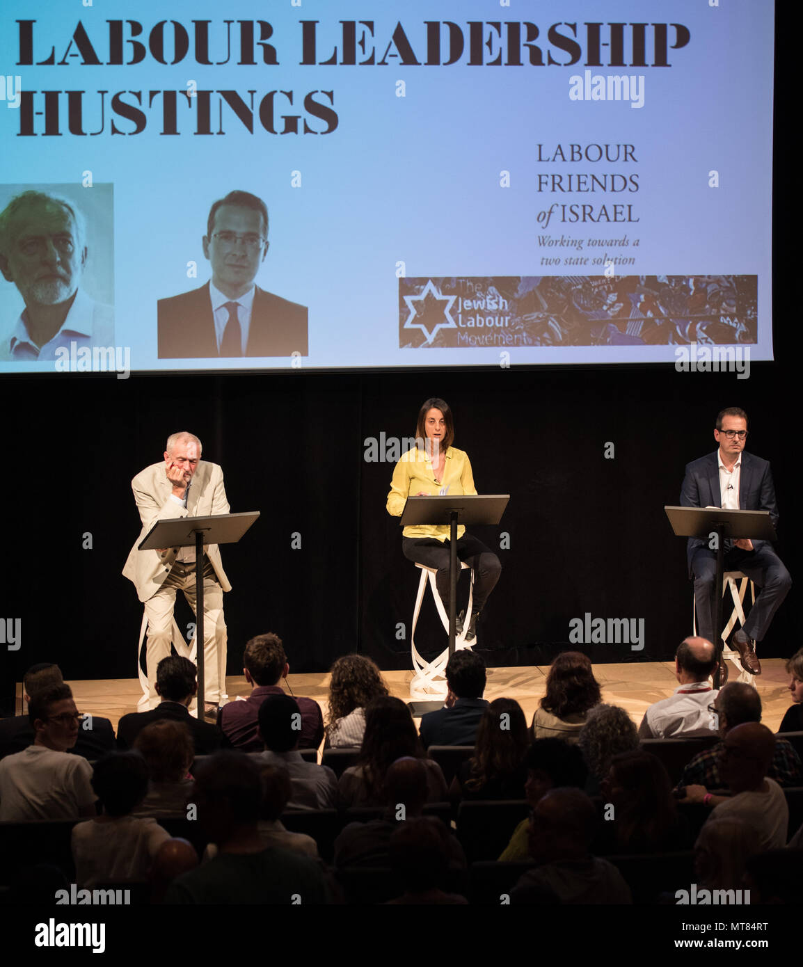 JW3, 341-351 Finchley Road, Londres. Le 18 septembre 2016. Jeremy Corbyn et Owen Smith prendre part à une campagne électorale à la direction du Parti du travail en Amérique du Nord L'événement Banque D'Images