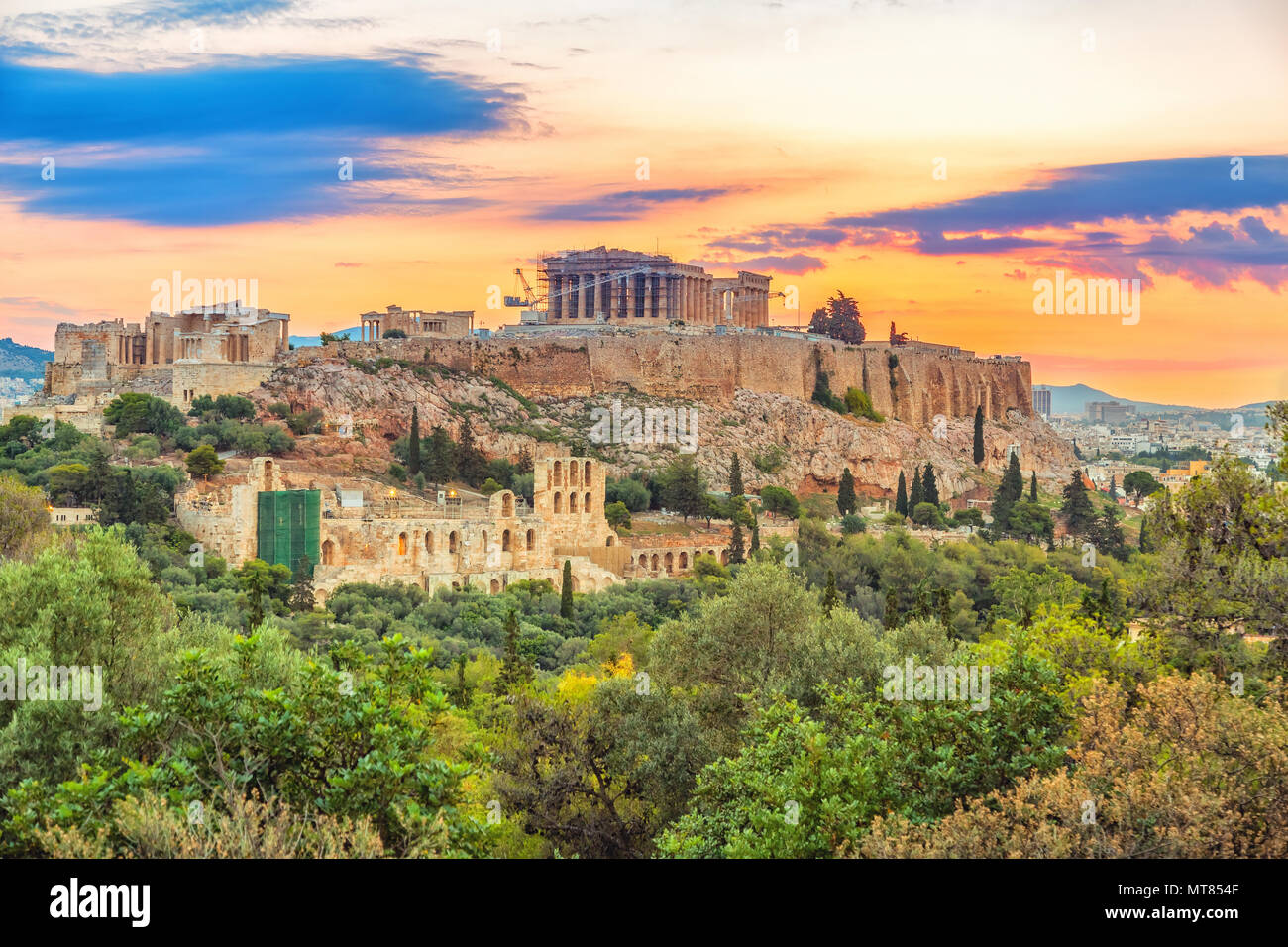 Le Parthénon, l'acropole d'Athènes, Grèce au lever du soleil Banque D'Images