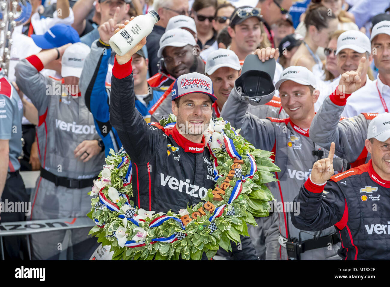 27 mai 2018 - Indianapolis, Indiana, États-Unis d'Amérique - force de volonté (12) de l'Australie remporte son premier trophée Borg-Warner après avoir remporté les 500 miles d'Indianapolis à Indianapolis Motor Speedway à Indianapolis en Indiana. (Crédit Image : © Walter G Arce Sr Inc/ASP ASP via Zuma sur le fil) Banque D'Images