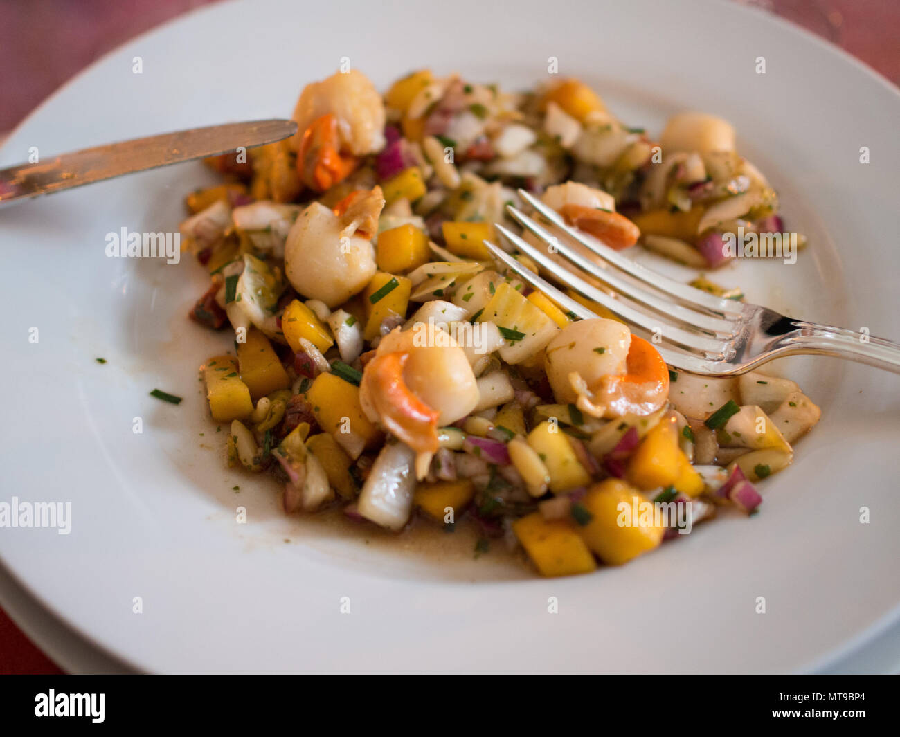 Plaque avec coquilles St Jacques Banque D'Images