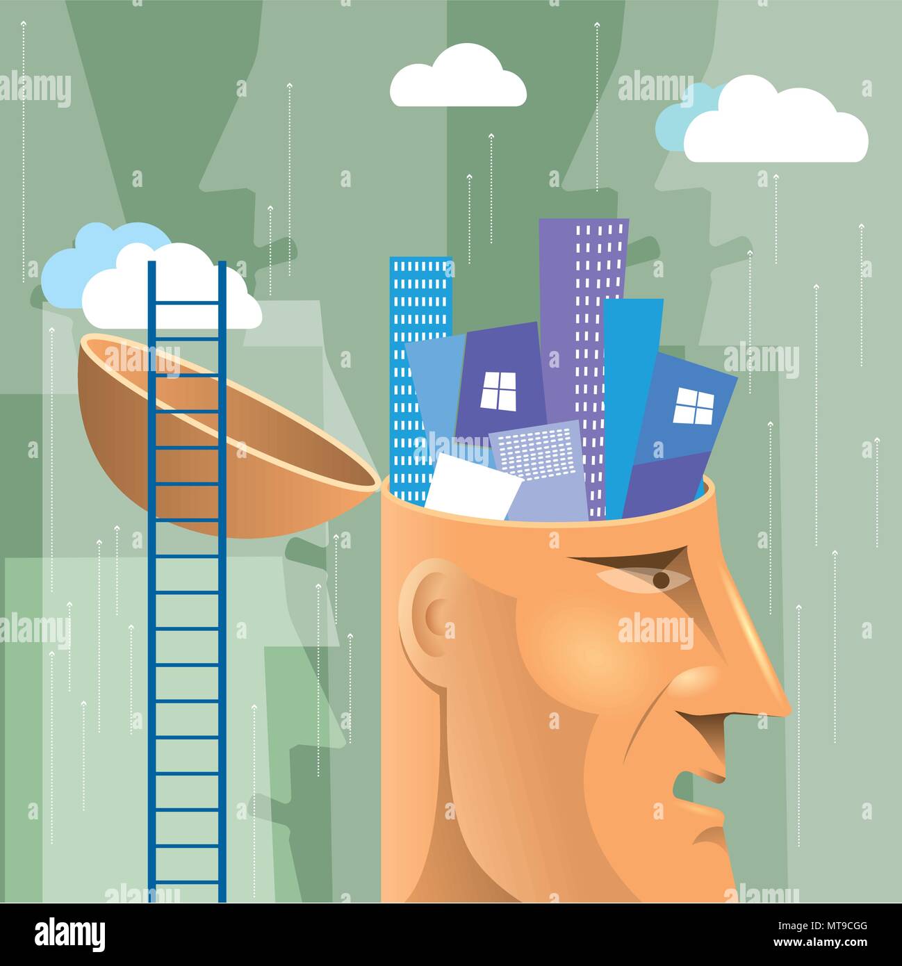 L'esprit concept design, élevé dans le cerveau Illustration de Vecteur