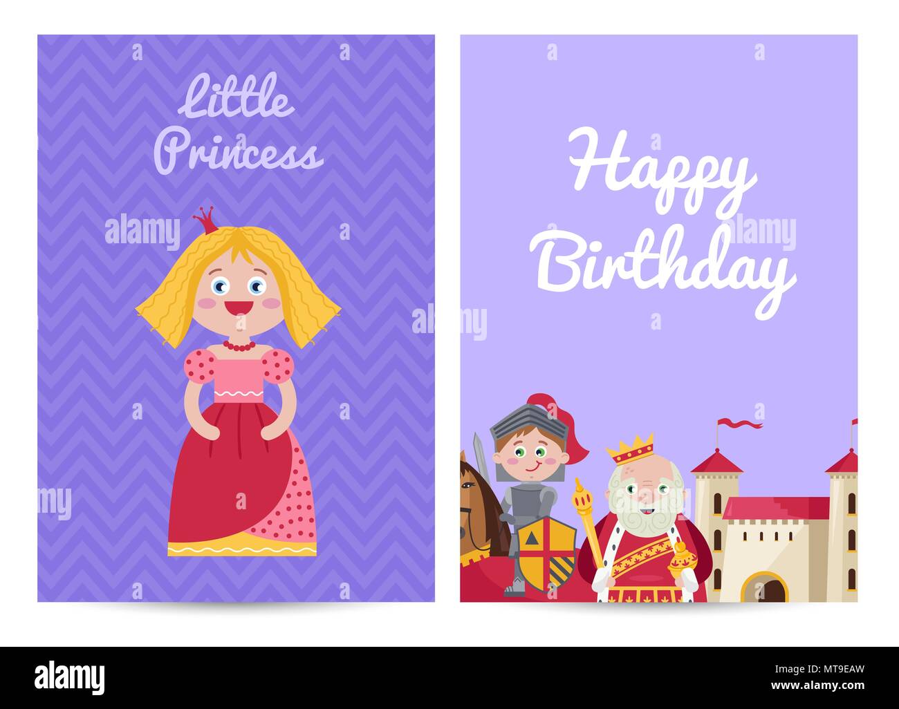 Joyeux Anniversaire Enfants Carte Postale Avec Princess Image Vectorielle Stock Alamy