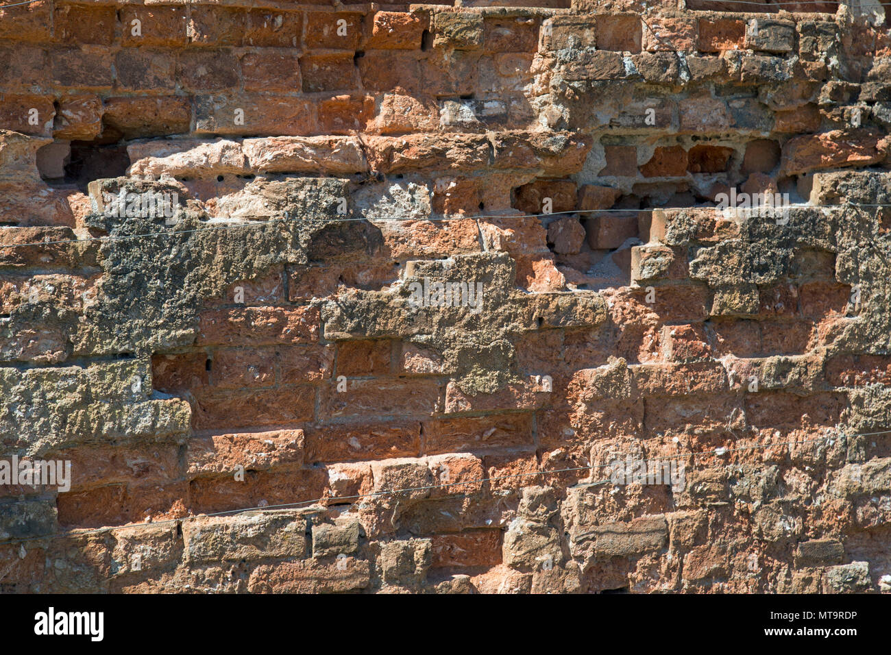 Mur de briques détériorées texture background Banque D'Images