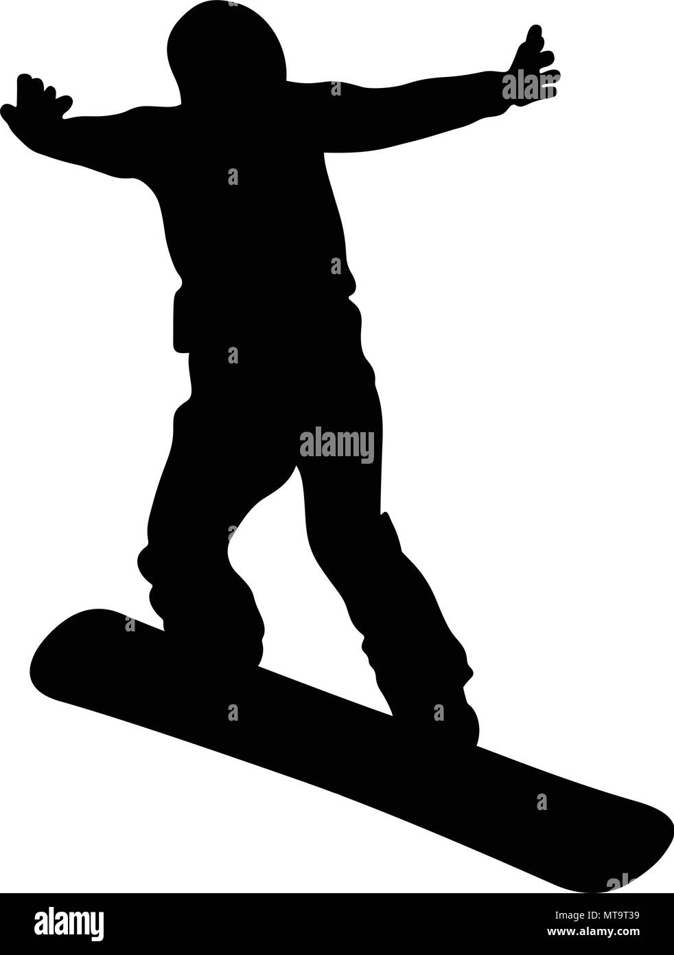 Snowboard jump et volant sportif snowboarder silhouette noire Illustration de Vecteur
