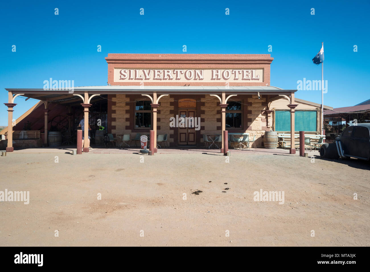 L'emblématique Hôtel Silverton outback en Nouvelle Galles du Sud a été utilisé dans plus de 100 films, séries TV et publicités. Banque D'Images