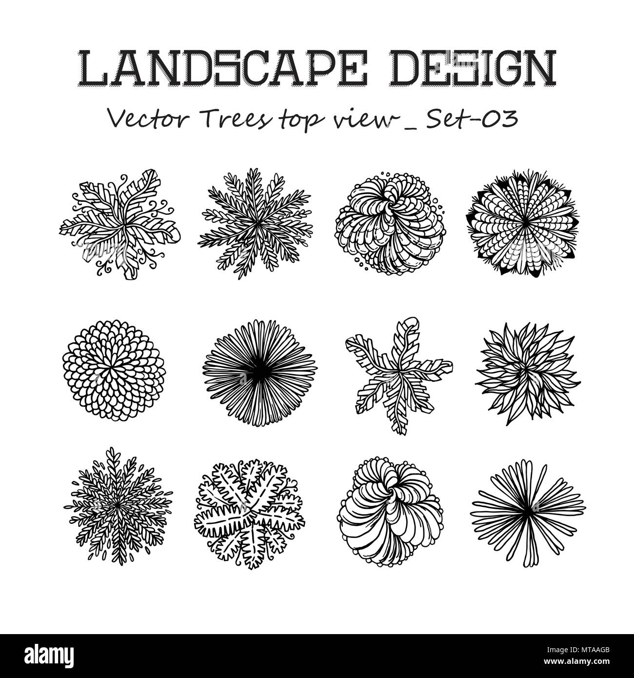 Vue du haut des arbres. Différentes plantes et arbres vector set pour l'architecture ou la conception de paysage. Vue de dessus Illustration de Vecteur
