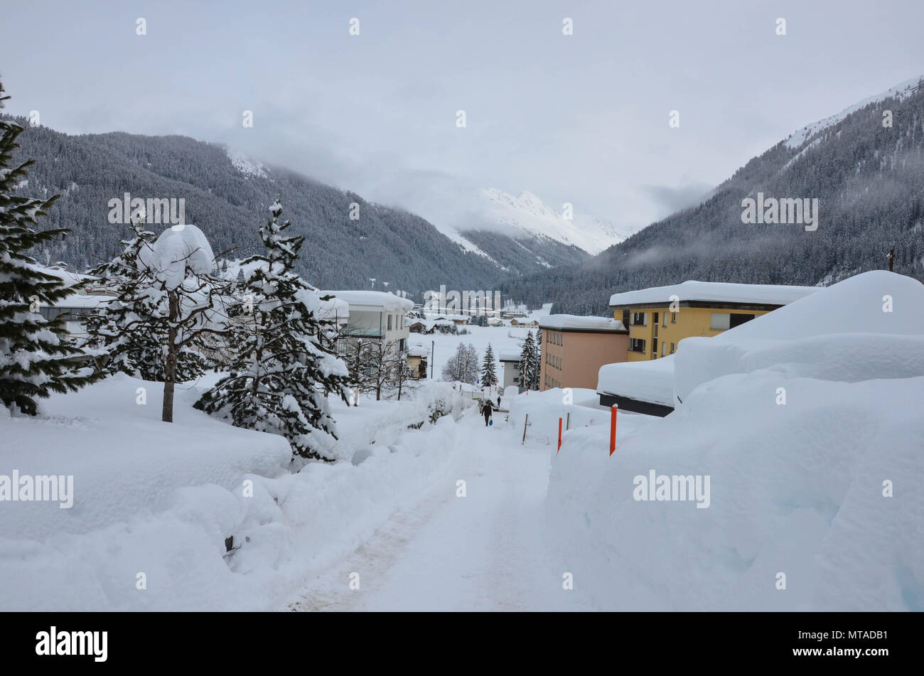 Davos, ville hôte du Forum économique mondial, en Suisse, Janvier 2018 Banque D'Images