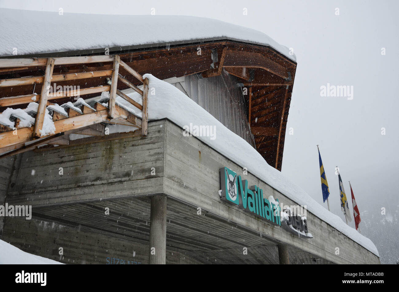 Vaillant Arena, stade de hockey sur glace HC Davos, Davos, ville hôte du Forum économique mondial, en Suisse, Janvier 2018 Banque D'Images