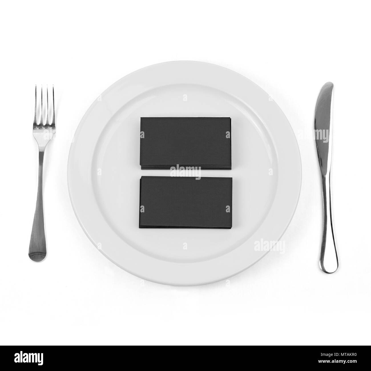 Vaisselle et blank business card Banque D'Images