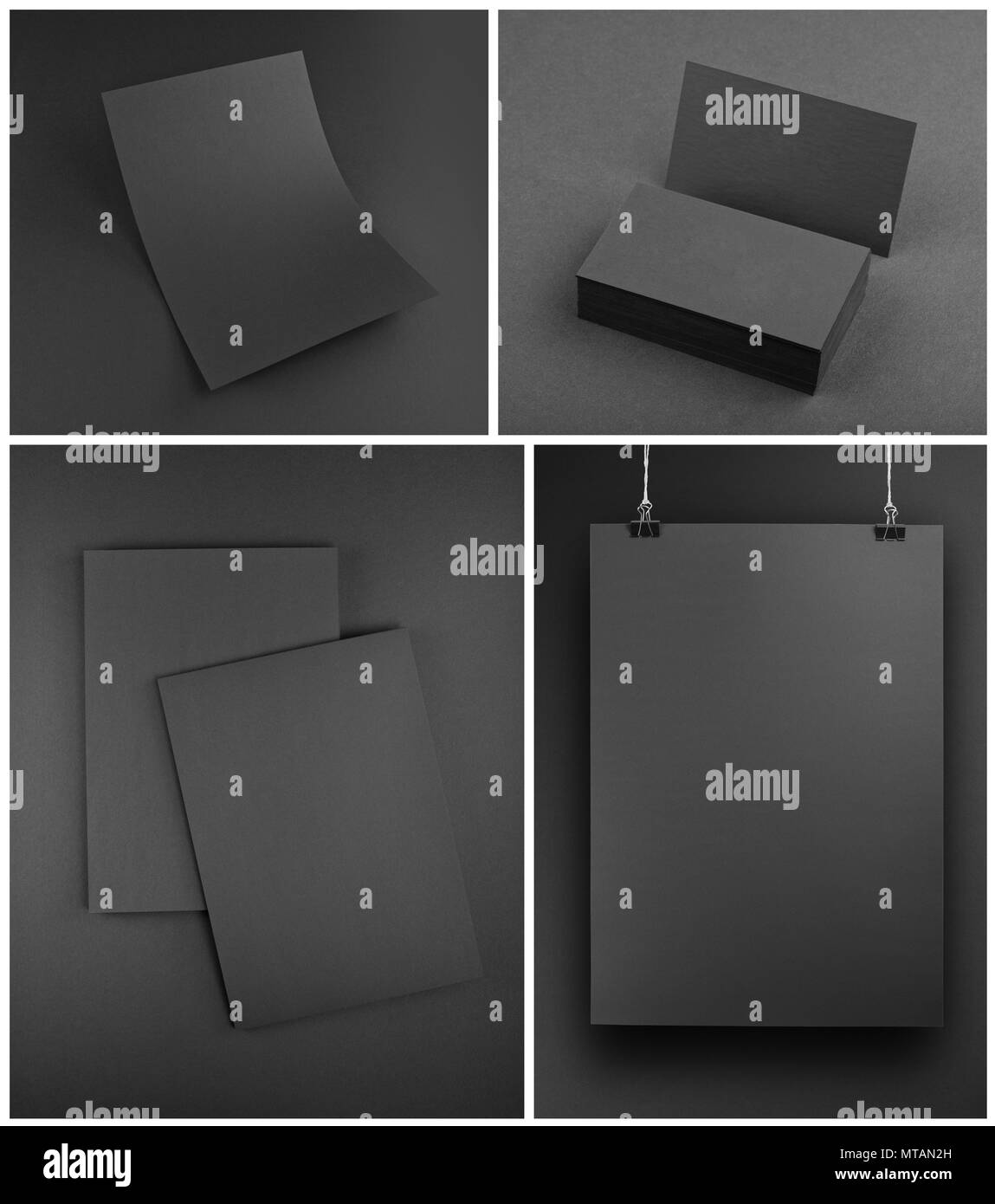 Papeterie gris vide maquette modèle sur fond gris Banque D'Images