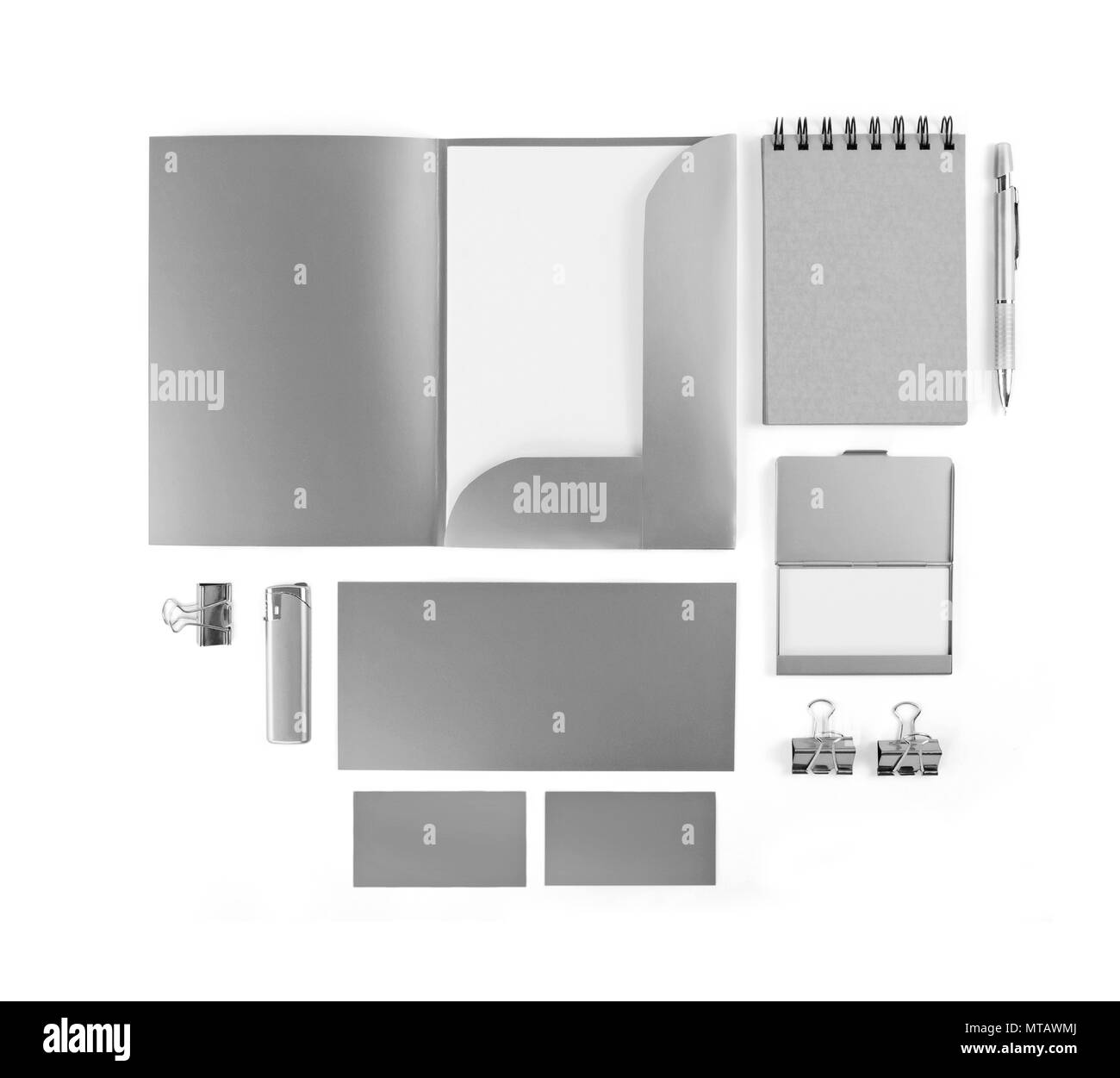Éléments de l'identité d'entreprise identité d'entreprise, de couleur argentée, les éléments de conception, pour fonctionner sur une identité d'entreprise, collection de l'i Banque D'Images