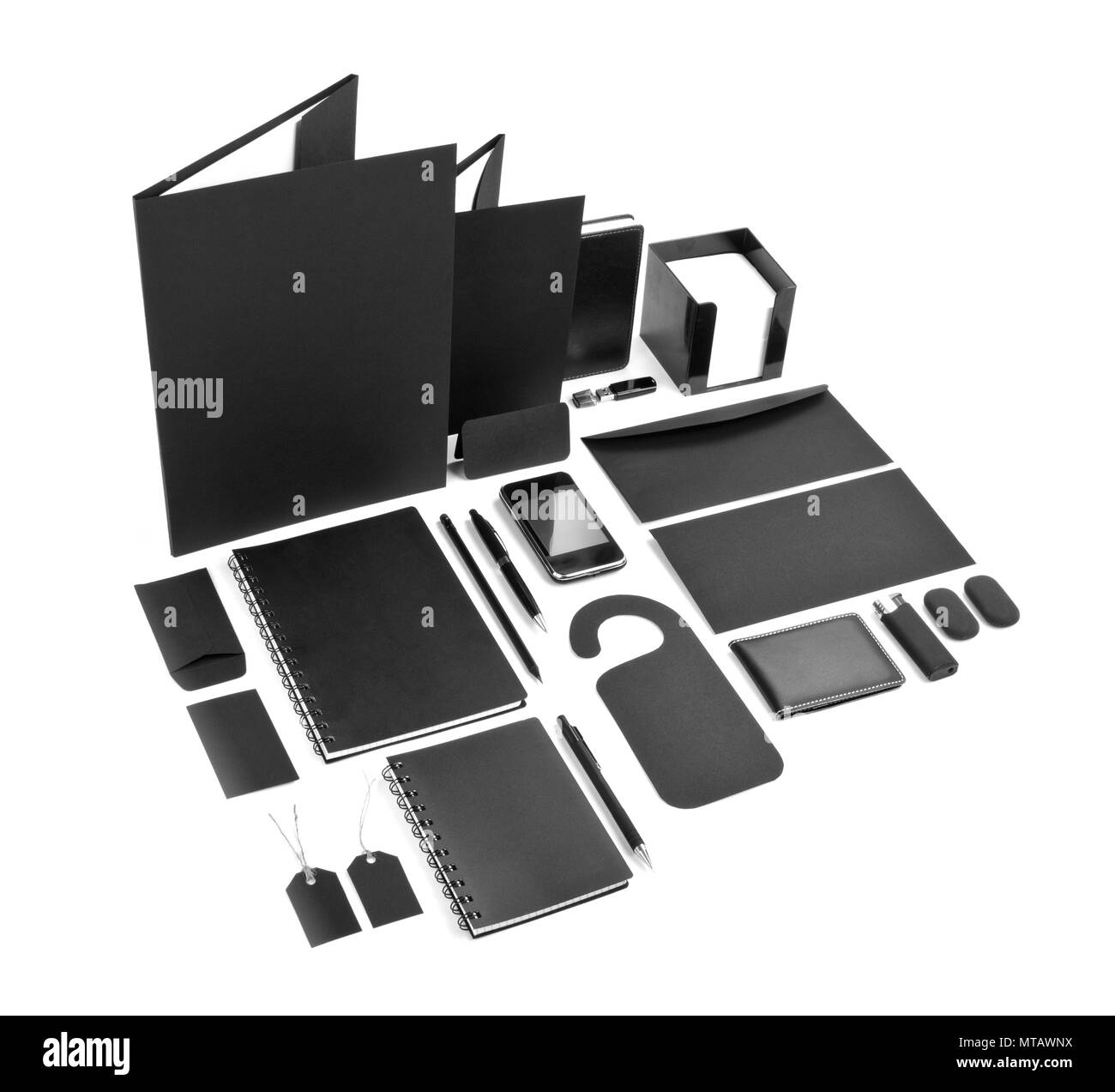 Ensemble d'éléments noirs pour la conception d'identité de l'entreprise sur un fond blanc Banque D'Images