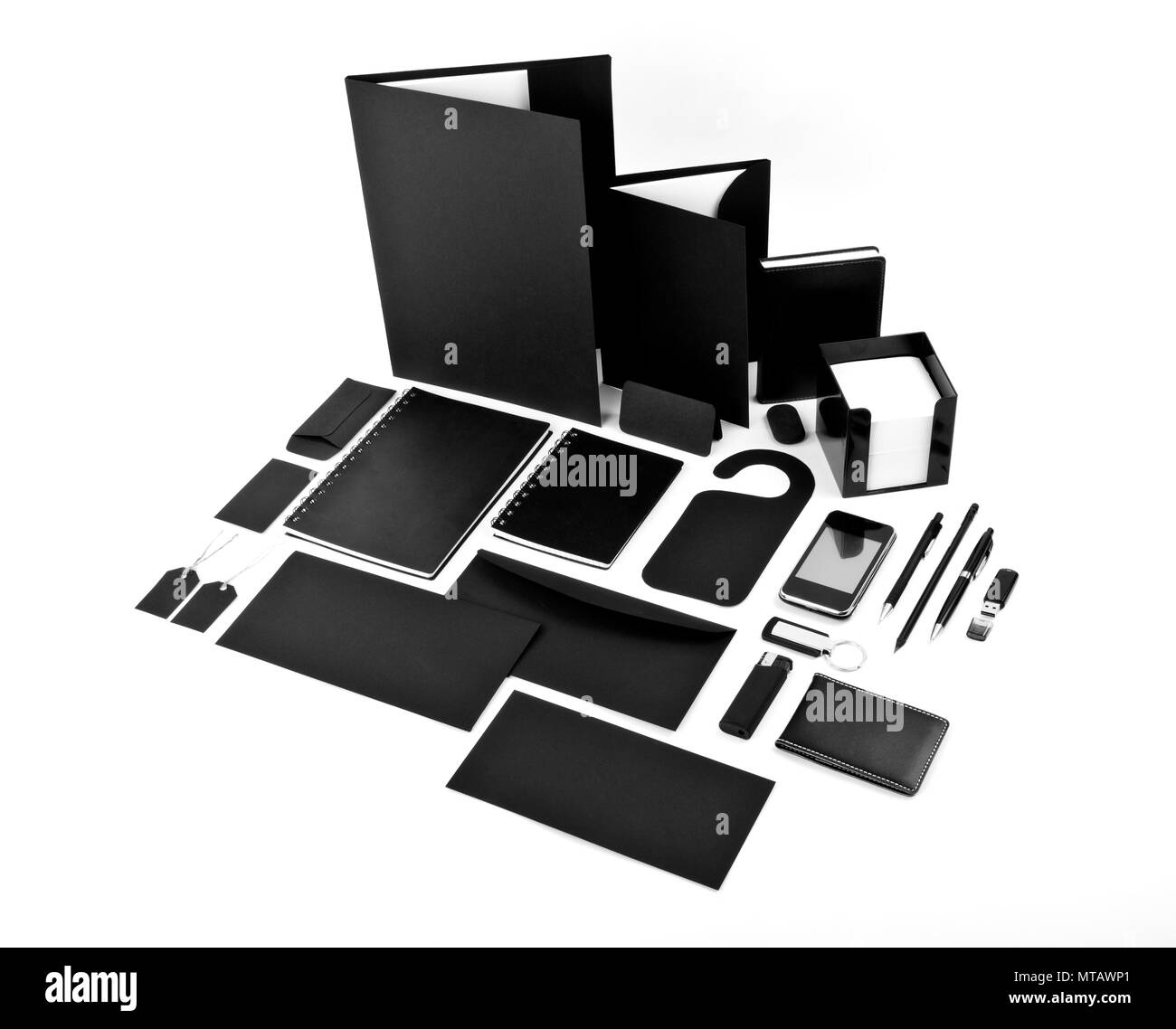 Ensemble d'éléments noirs pour la conception d'identité de l'entreprise sur un fond blanc Banque D'Images