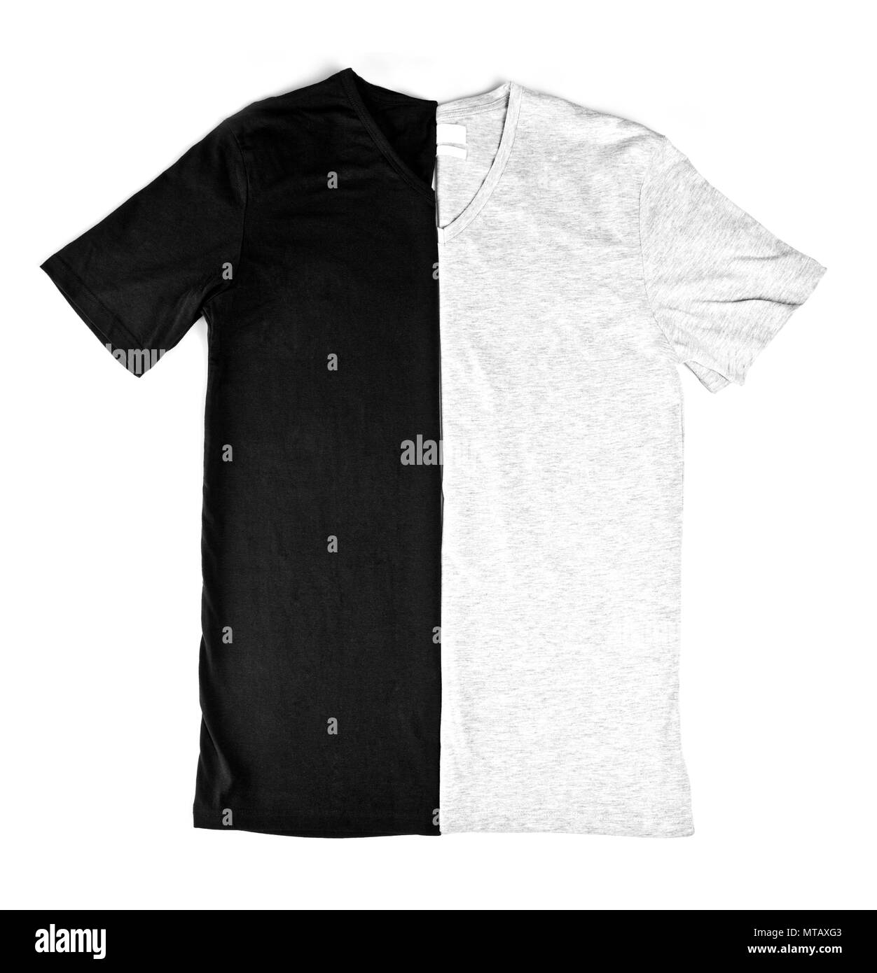 Gris et noir T-Shirts maquette, prêt à remplacer votre conception Banque D'Images