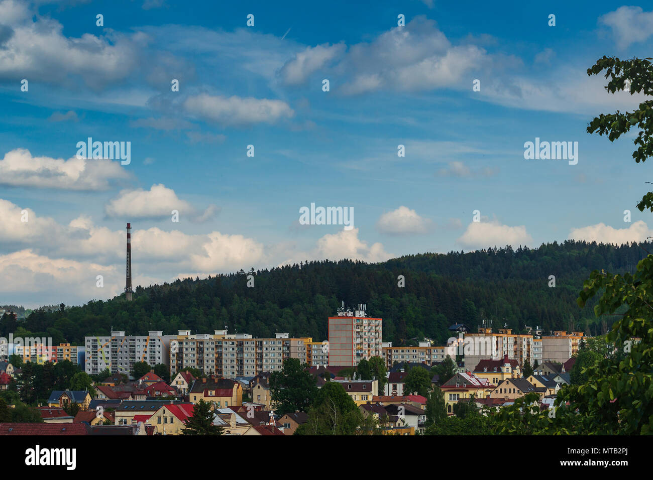 L'affichage à distance de la zone municipale de Paseky, Jablonec nad Nisou, République Tchèque Banque D'Images