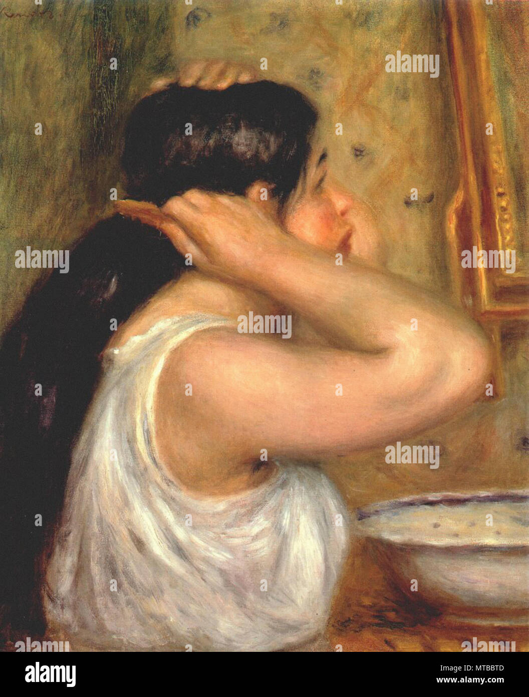 Pierre-Auguste Renoir - La toilette (Femme se coiffant) 1907-8 Banque D'Images