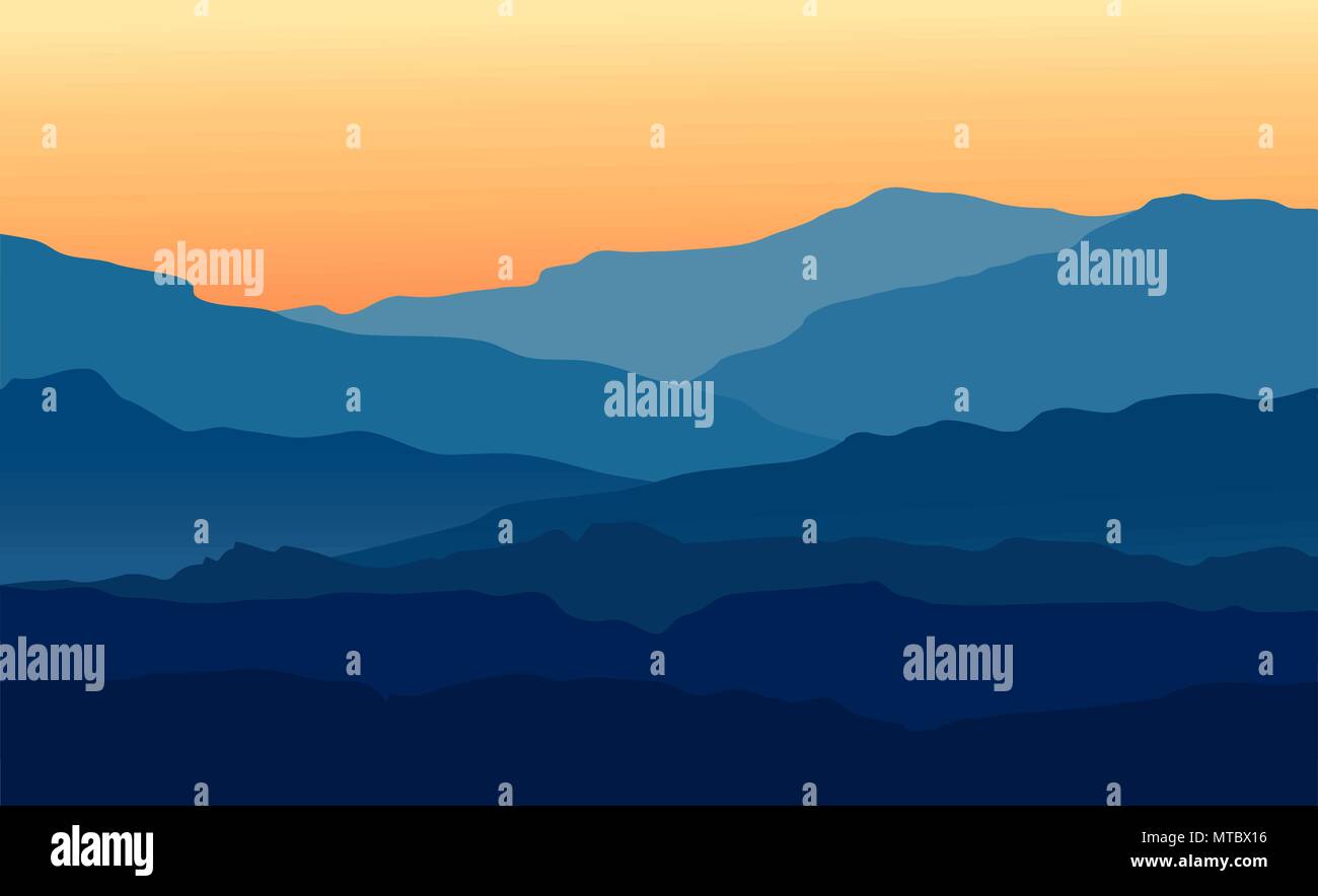 Paysage avec twilight in Blue Mountains Illustration de Vecteur