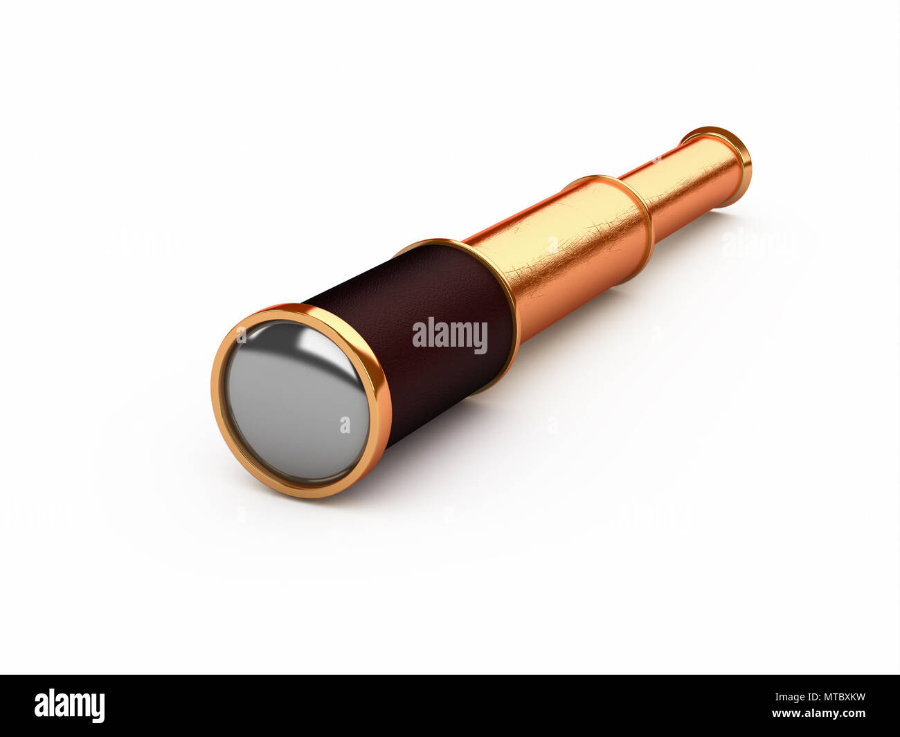 Retro ancien spyglass isolated on white Banque D'Images