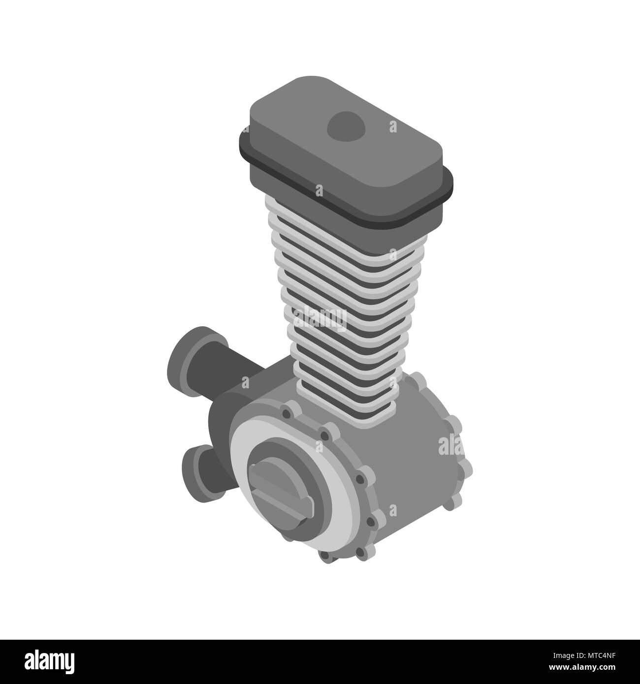 Emballement moteur isométrique. Moto moteur isolé. Vector illustration — free download