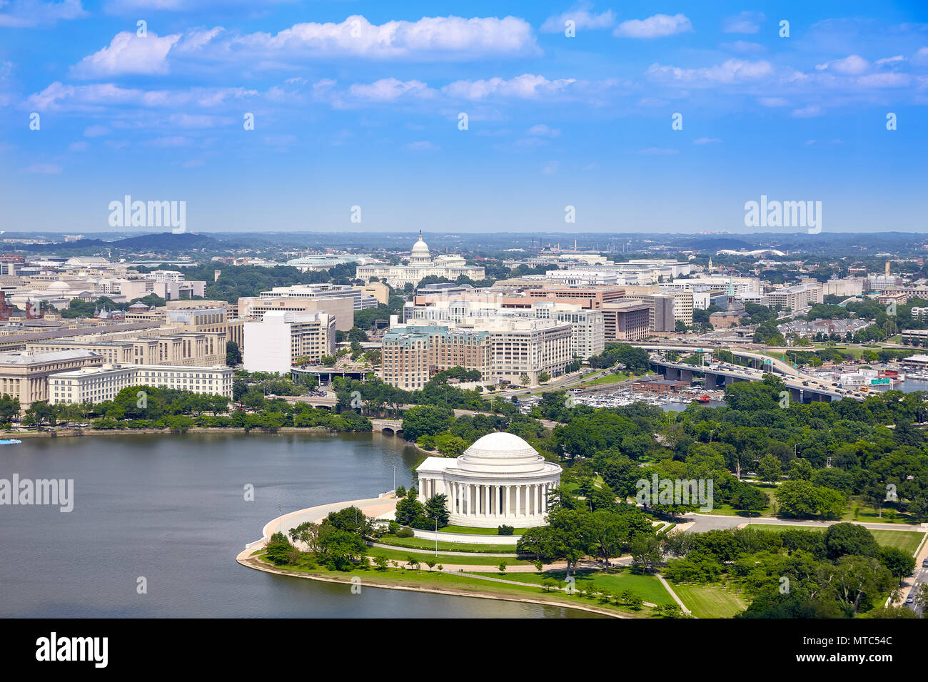 Vue aérienne de Washington DC avec Thomas Jefferson Memorial Building Banque D'Images