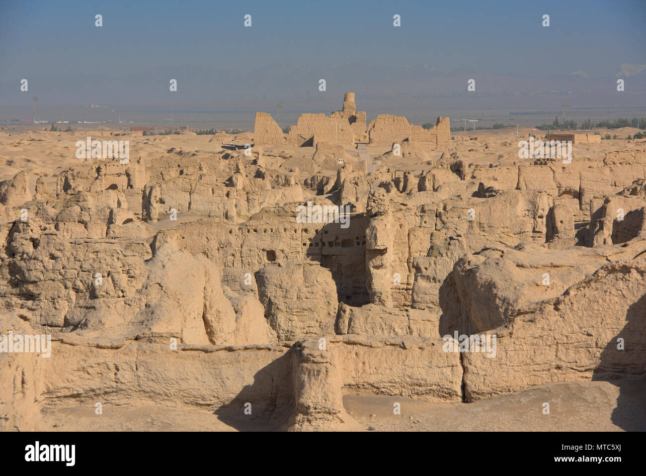 Jiaohe ruines anciennes dans la lumière du matin, Turpan, Xinjiang, Chine Banque D'Images
