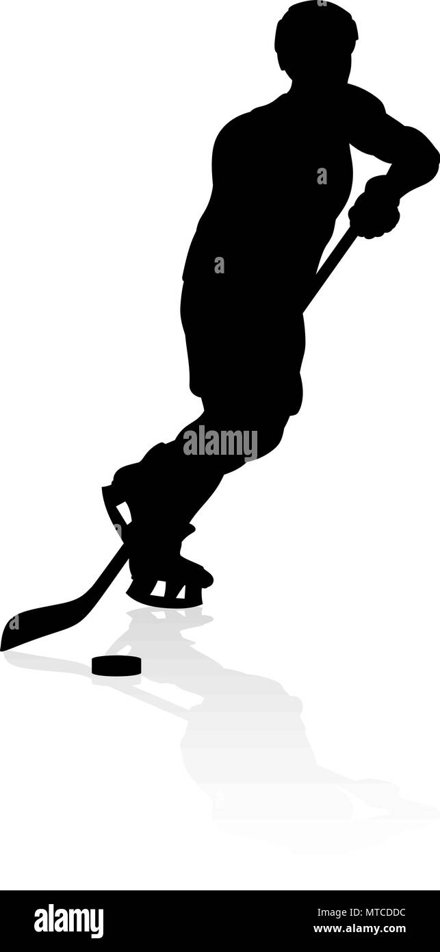 Silhouette de Hockey sur Glace Illustration de Vecteur
