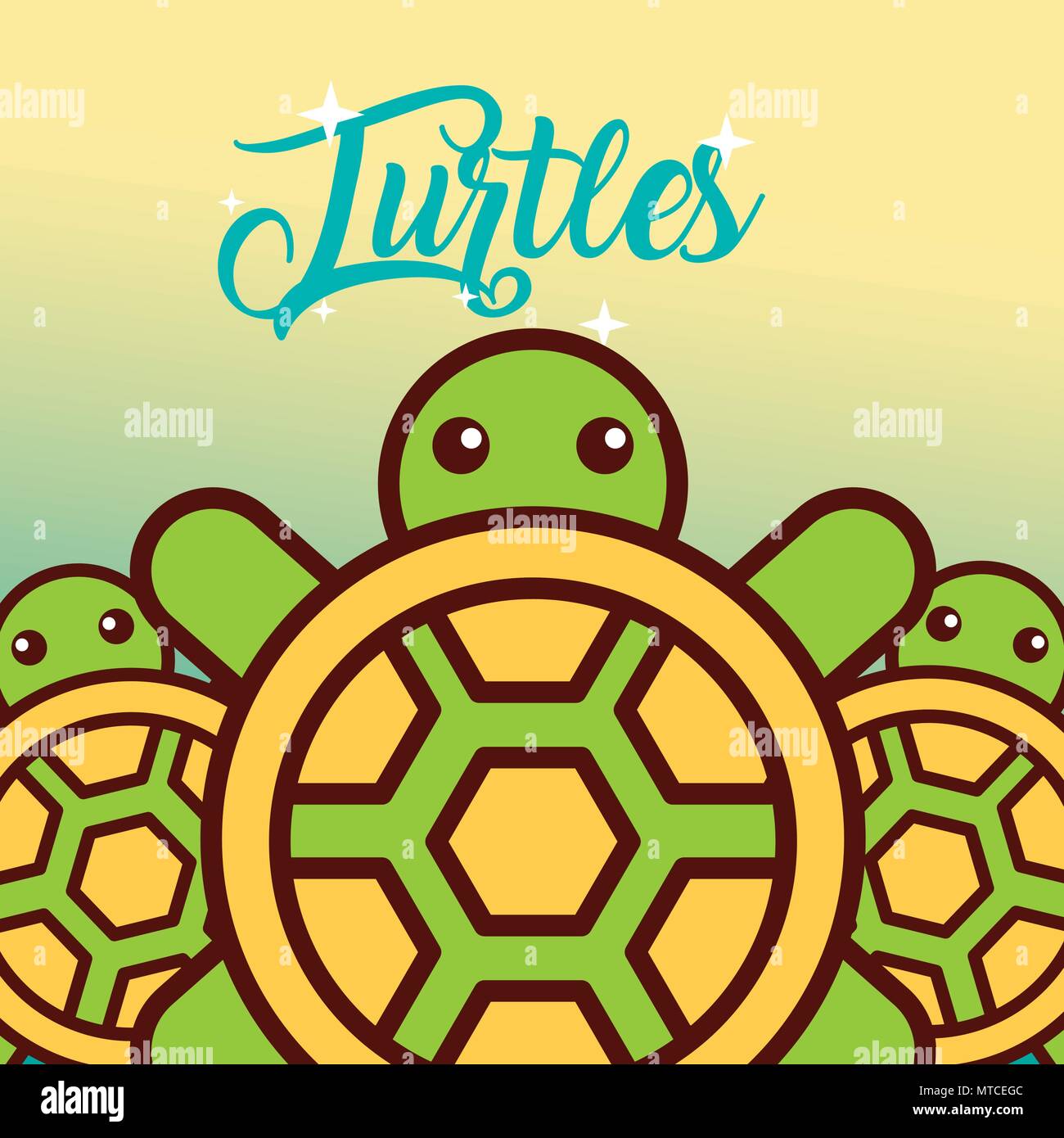 Sea life tortues cartoon Illustration de Vecteur