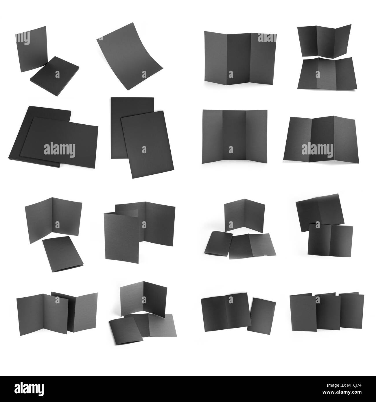 La conception de l'identité de l'entreprise, modèles, style de l'entreprise, série de brochures, prospectus papier pliage noir Banque D'Images