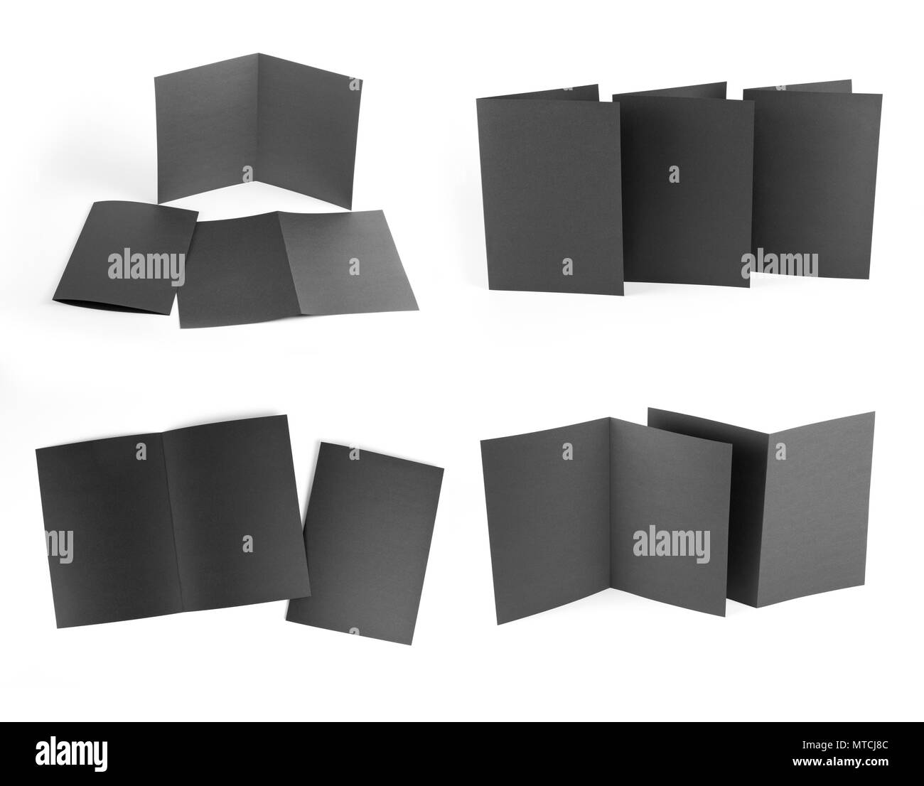 La conception de l'identité de l'entreprise, modèles, style de l'entreprise, série de brochures, prospectus papier pliage noir Banque D'Images
