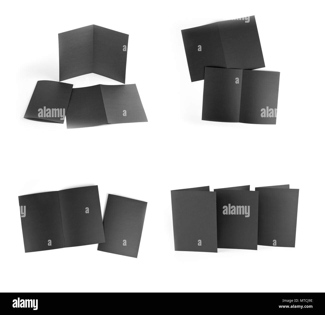 La conception de l'identité de l'entreprise, modèles, style de l'entreprise, série de brochures, prospectus papier pliage noir Banque D'Images