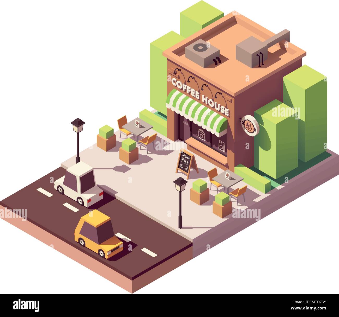 Café isométrique vectoriel Illustration de Vecteur