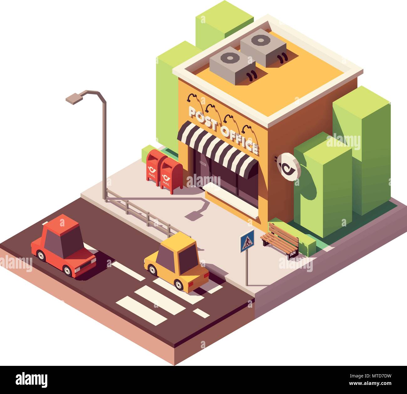 Bureau de poste isométrique vectoriel Illustration de Vecteur