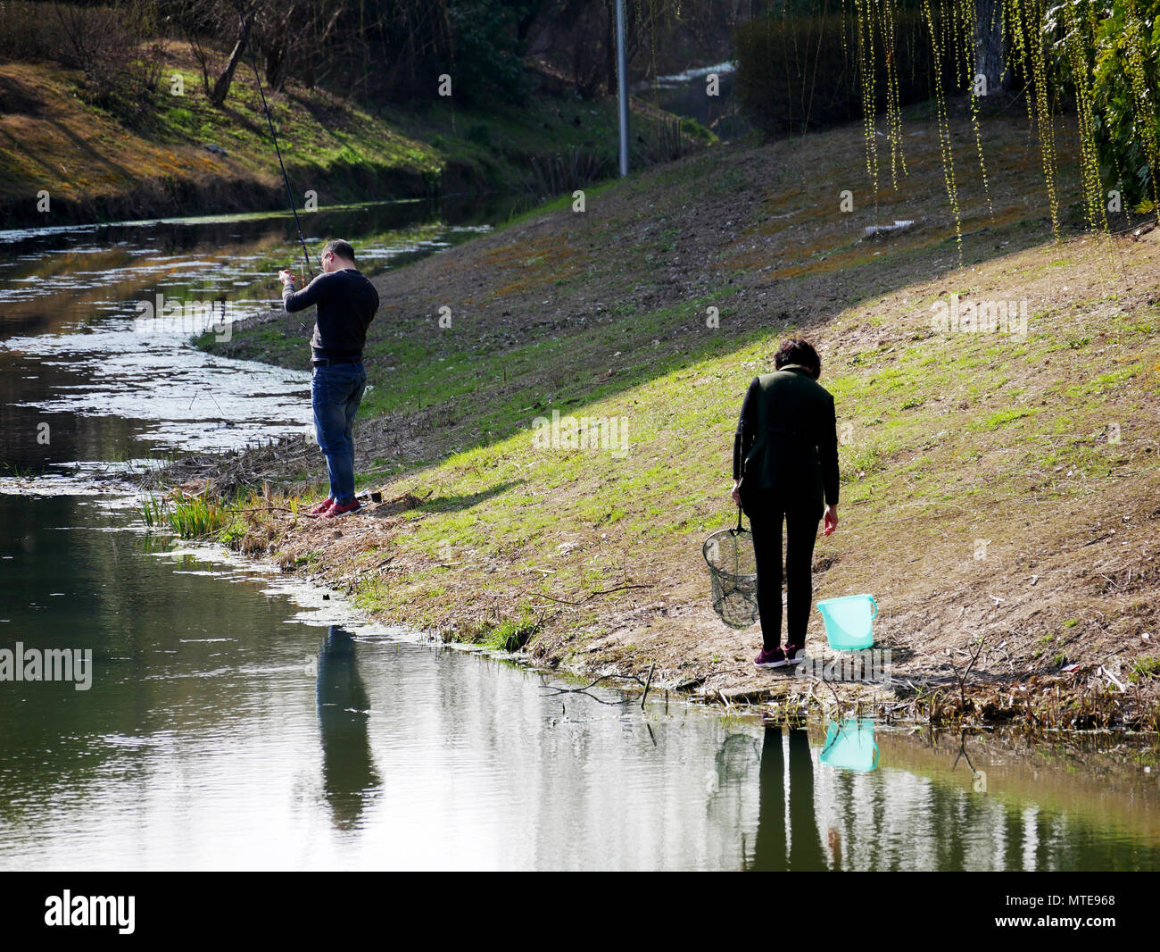 Deux chinois fhsing Banque D'Images