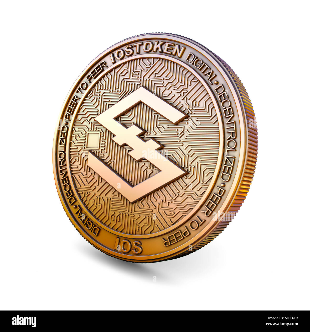 Iostoken - Cryptocurrency Médaille. Le rendu 3D Banque D'Images