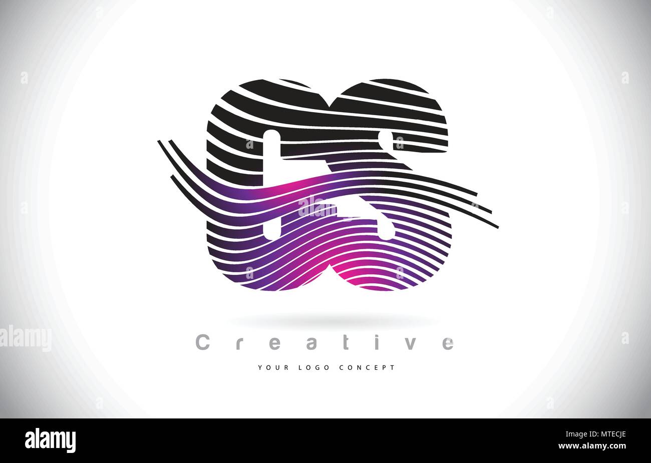 CS C S Texture zébrée Lettre Logo Design avec des lignes créatives et Swosh en violet magenta vecteur de couleur. Illustration de Vecteur