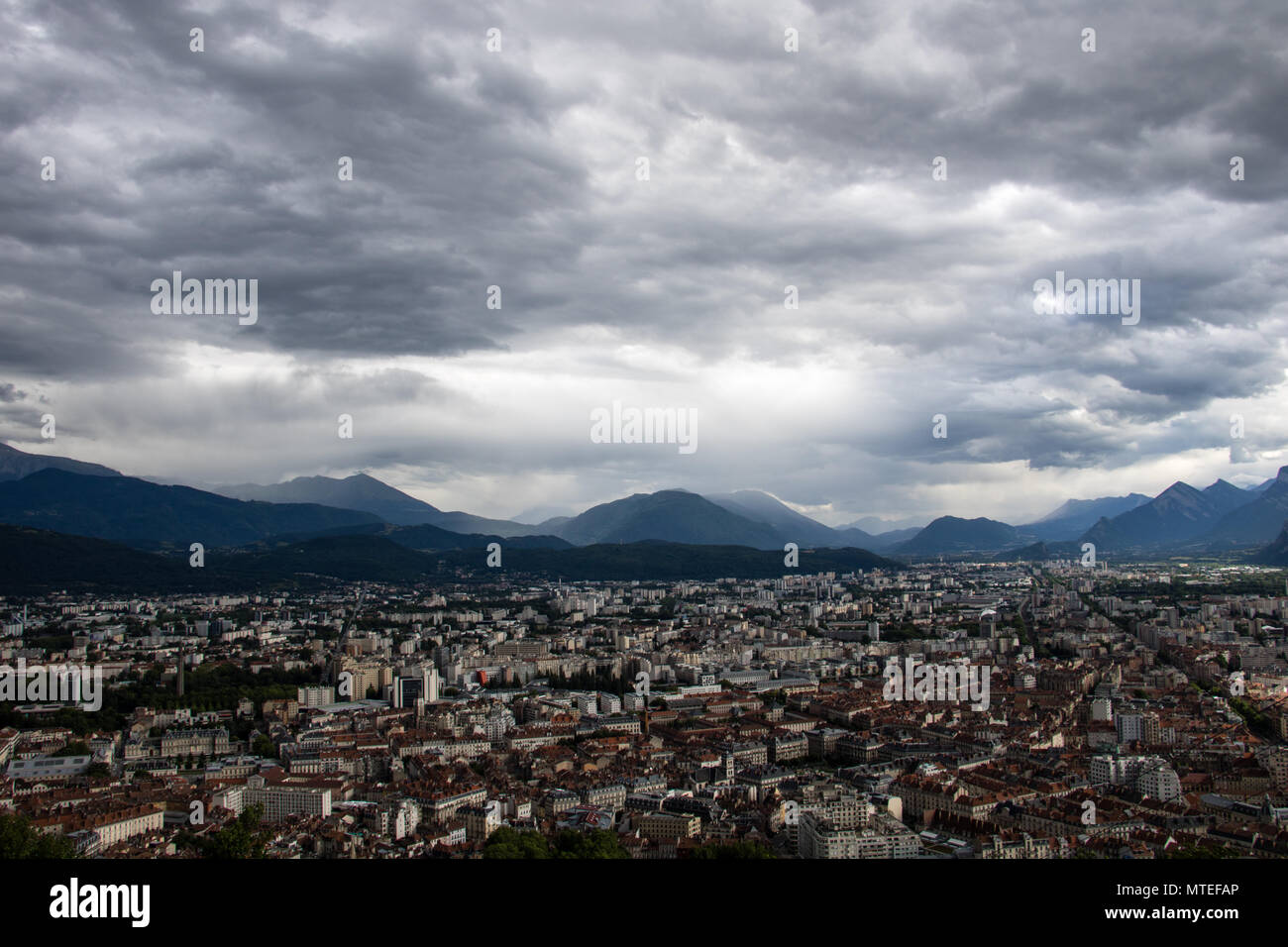 Une vue sur la forteresse de la bastille de Grenoble Banque D'Images