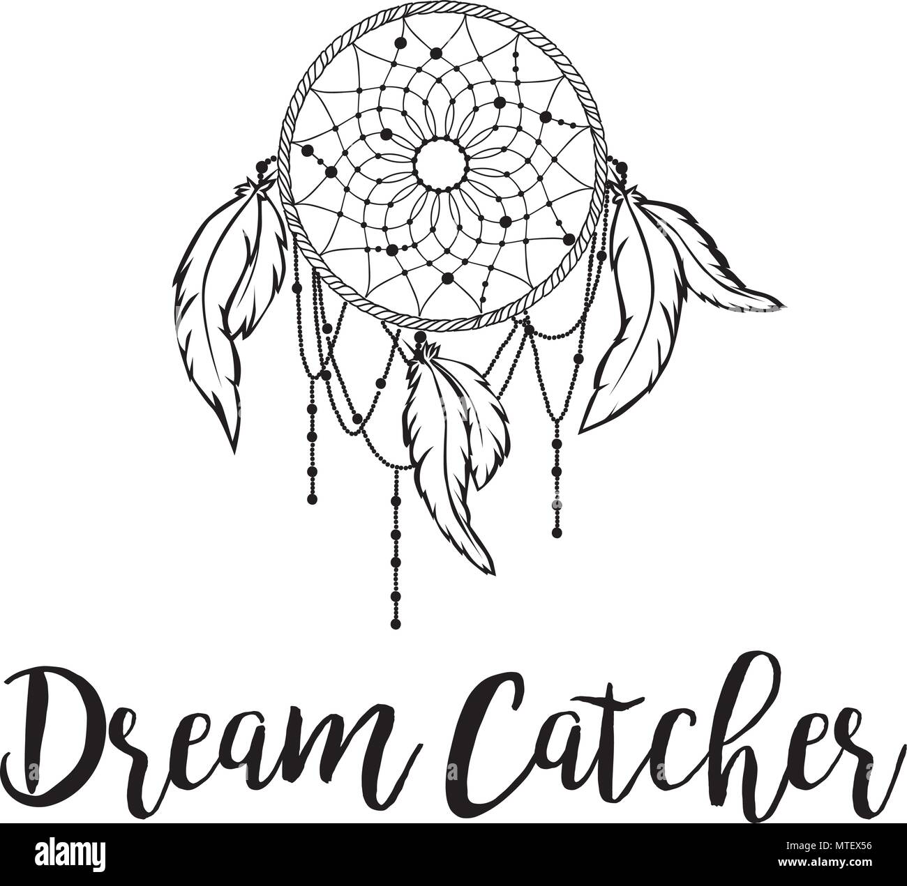 Dream Catcher Logo, les Américains autochtones talisman pour protéger les personnes qui dorment de mauvais rêves Illustration de Vecteur