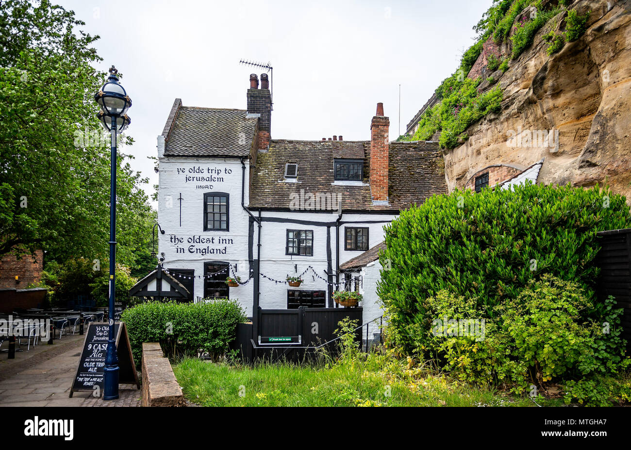 Ye Olde Trip to Jerusalem Pub pris dans Nottingham, Nottinghamshire, Angleterre le 24 mai 2018 Banque D'Images