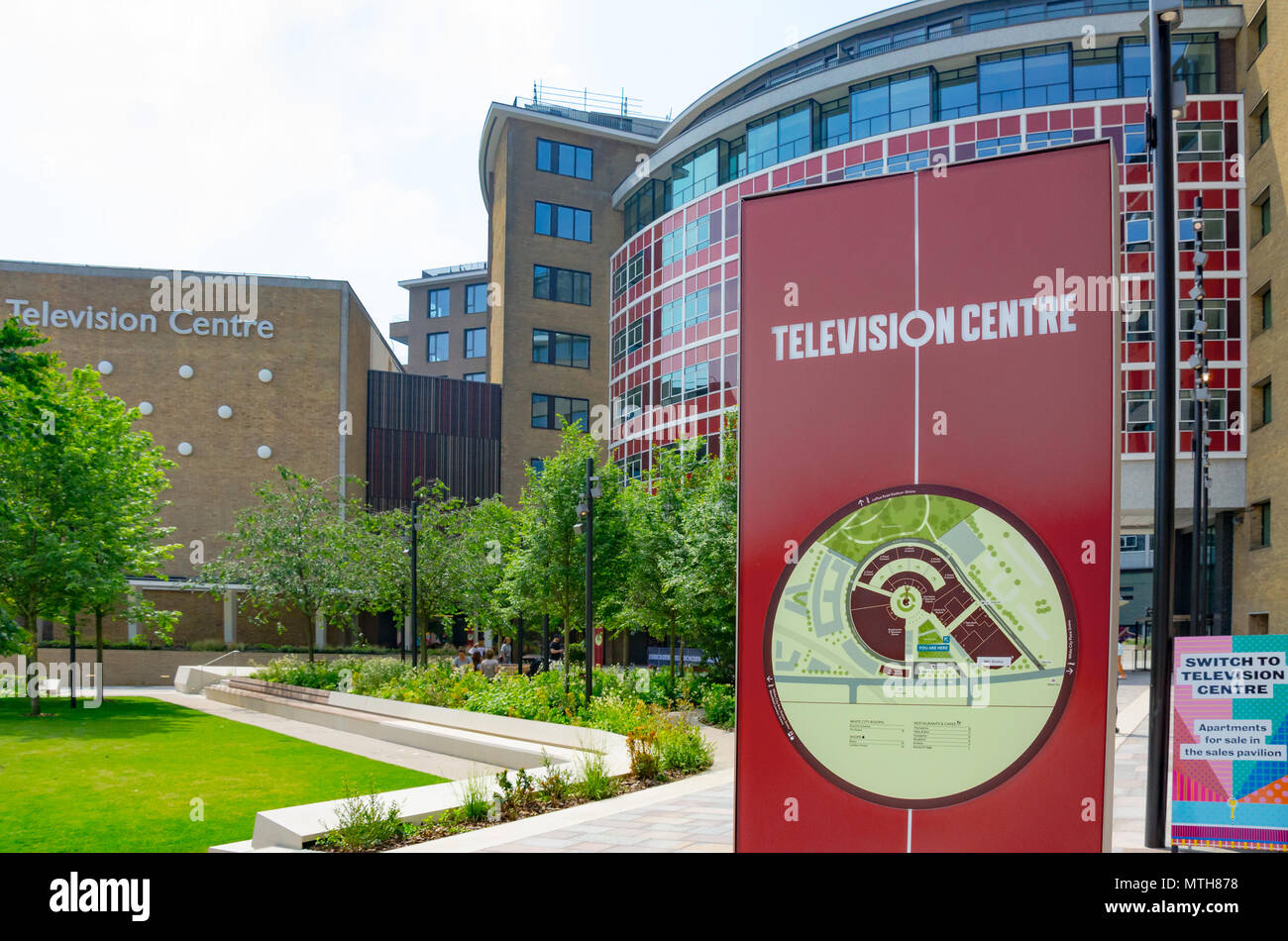 Centre de télévision sur bois Lane à Shepherds Bush dans l'ouest de Londres était autrefois la maison de la BBC, mais a été rénové et est maintenant appartements et logements. Banque D'Images