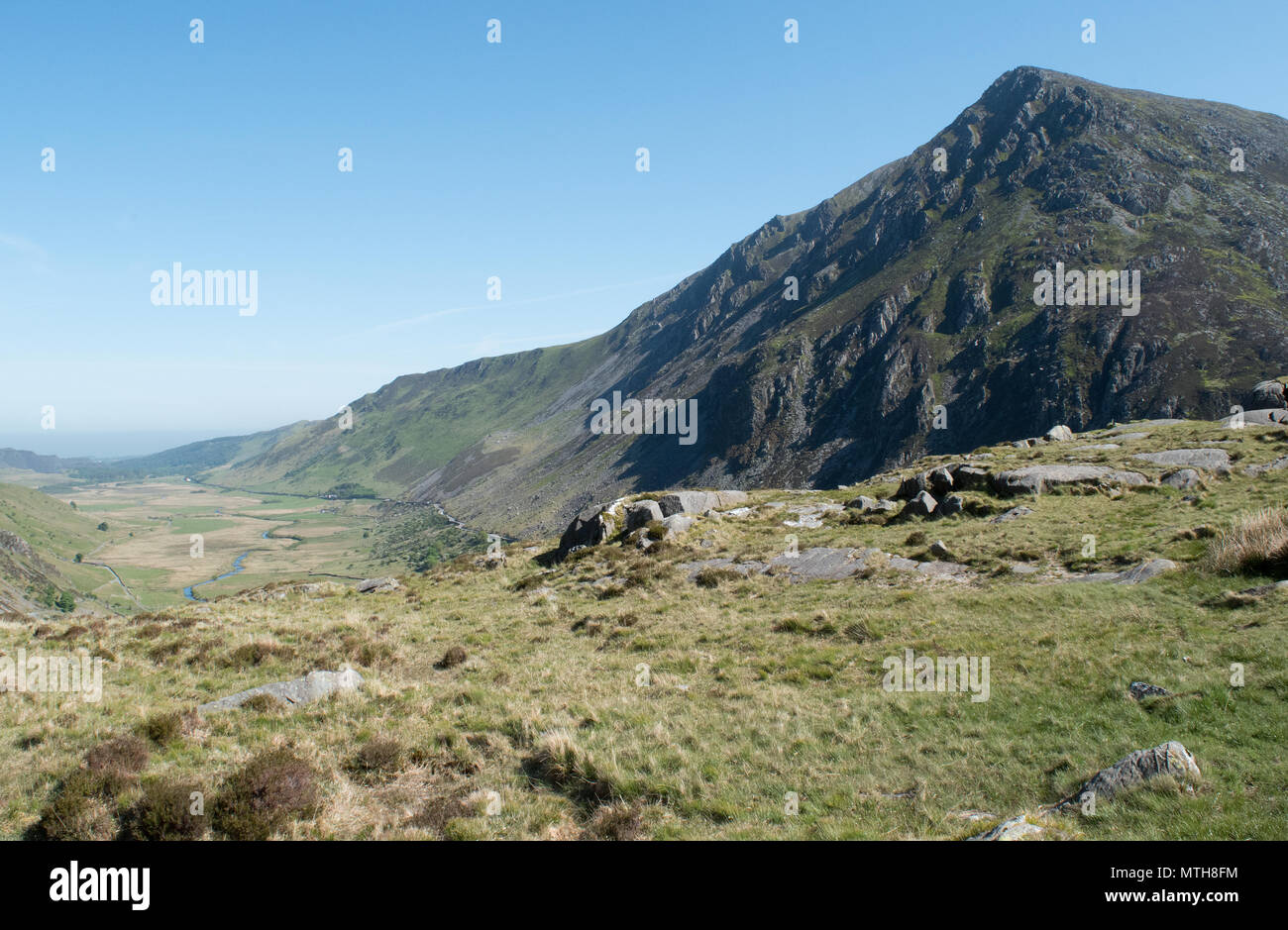 Pen An Wen Ole et l'Nant Ffrancon Col Banque D'Images