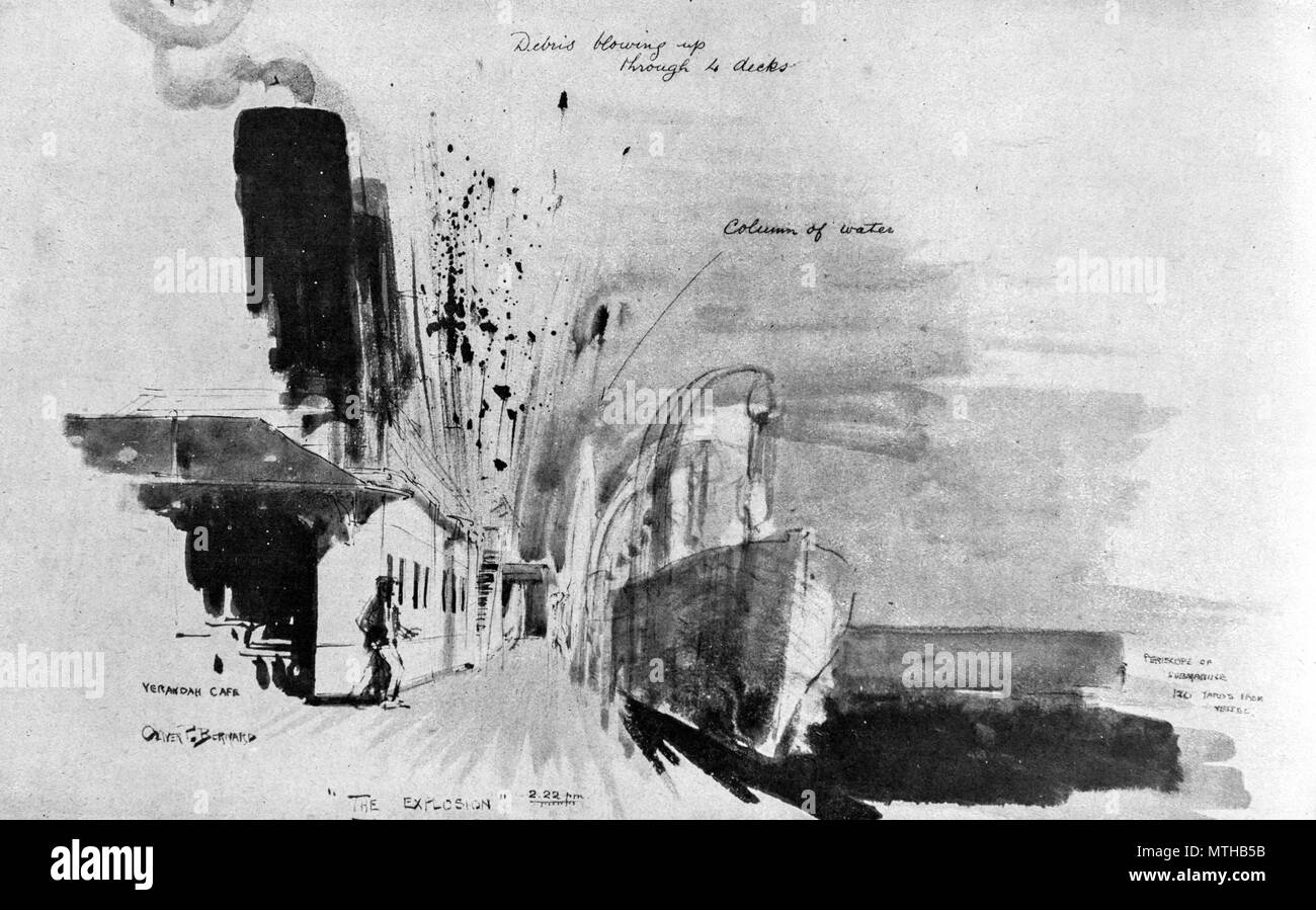 Shipwrecking du Lusitania, mai 1915, Océan Atlantique Nord Banque D'Images