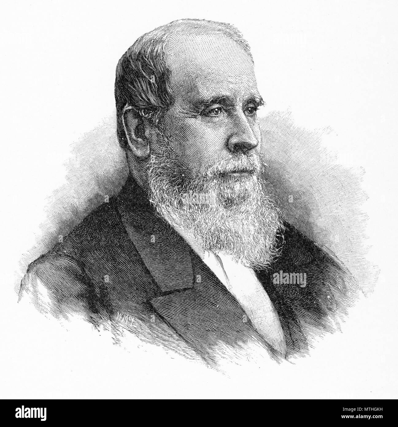 Gravure d'Edward Hammond Hargraves, (7 octobre 1816 - 29 octobre 1891) Un chercheur d'or qui a prétendu avoir trouvé de l'or en Australie en 1851. À partir de l'Atlas pittoresque d'Australasie Vol 3, 1886 Banque D'Images