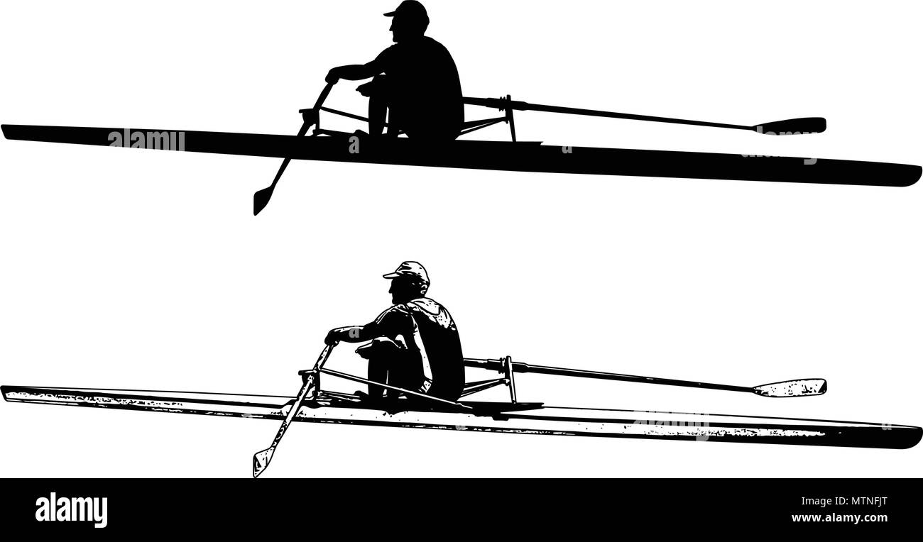 Croquis rameur et silhouette - vector Illustration de Vecteur