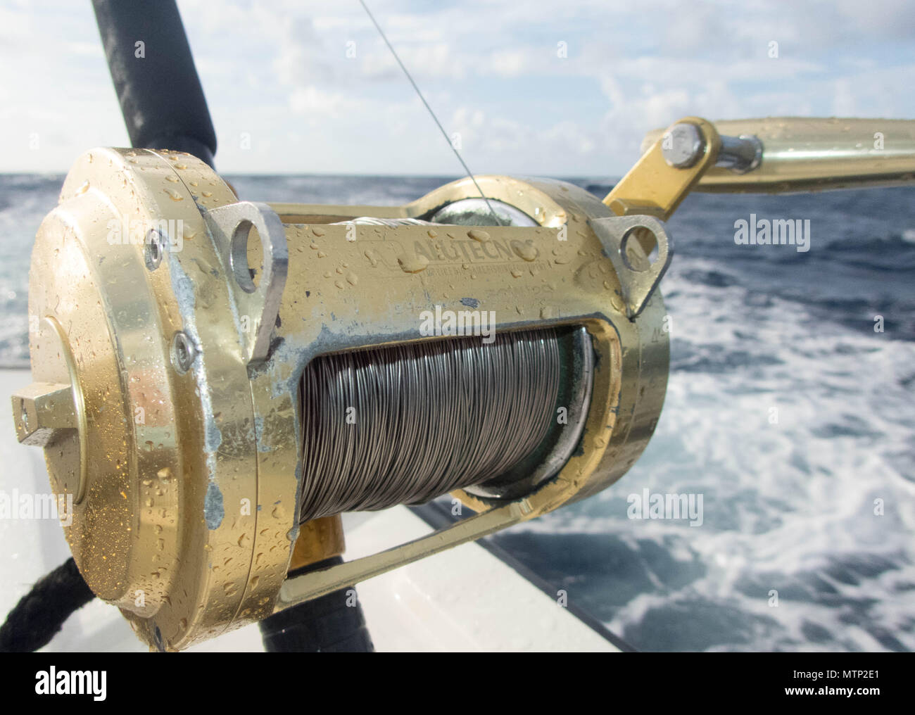 Bobine de pêche et de ligne sur la pêche en haute mer au large des côtes de voyage Antigua Banque D'Images