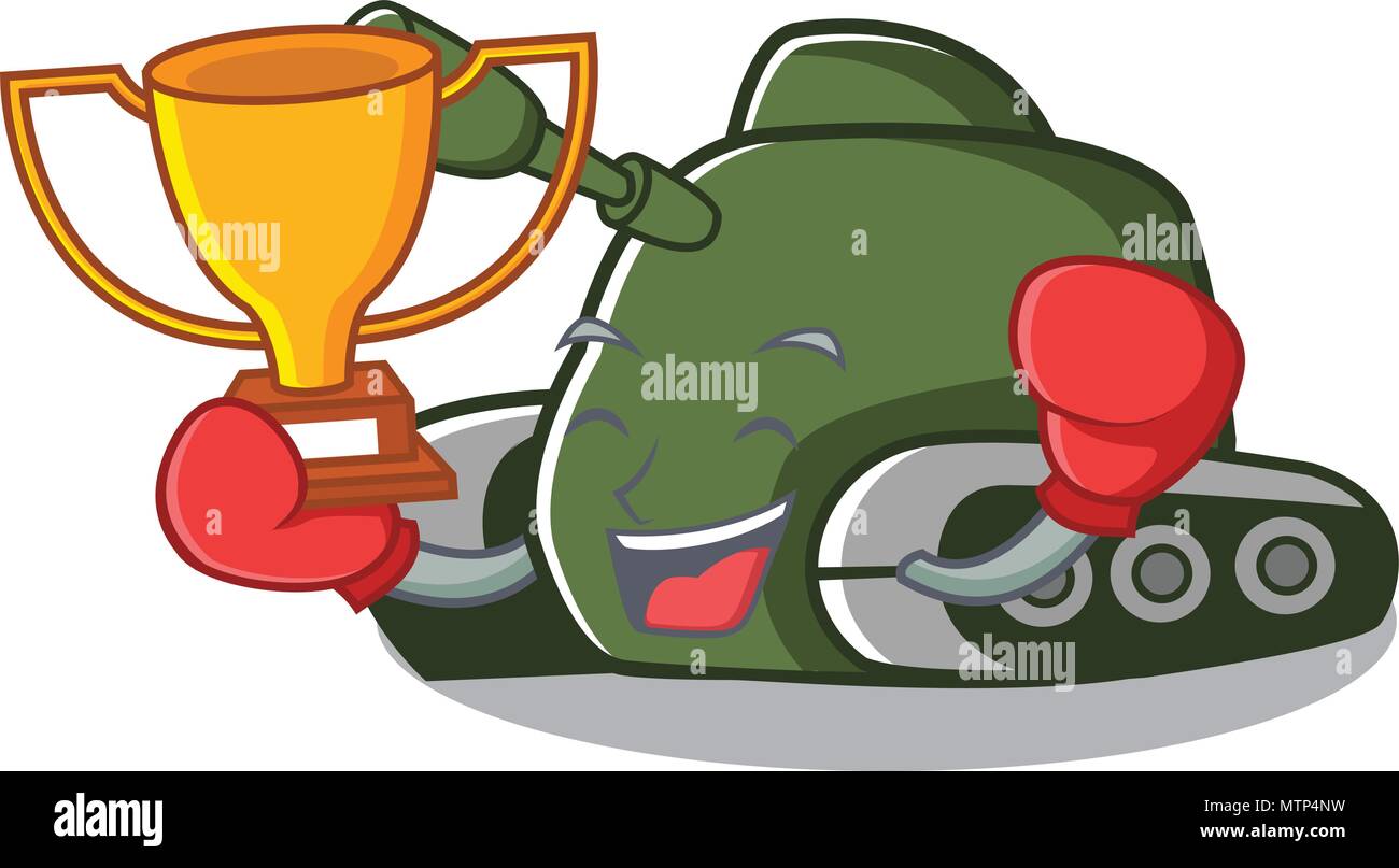 Gagnant de boxe style cartoon mascot réservoir Illustration de Vecteur